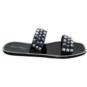 Lauren Lorraine Studley Black Stud Rhinestone Jelly Slide Sandals Size 11
